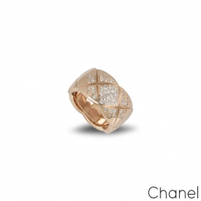 Chanel Beige / Rose Gold Diamond Coco Crush Ring J11100